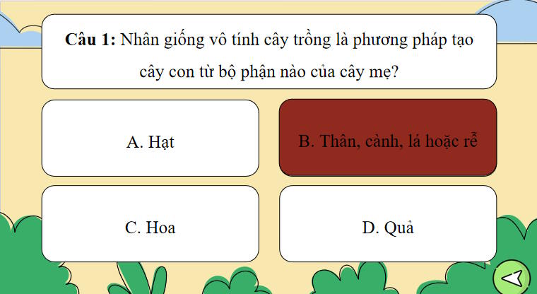 Trò chơi khởi động Công nghệ 7 Bài 5