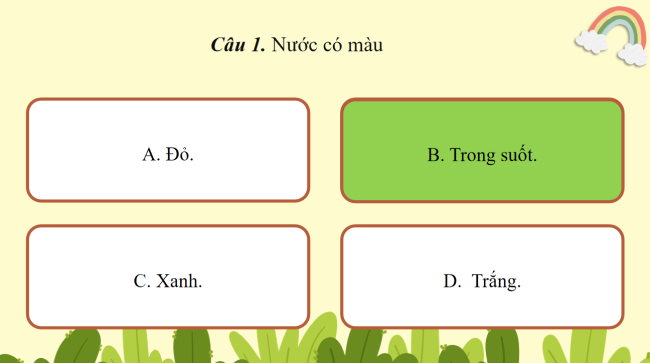 Game khởi động Khoa học 4 Bài 1