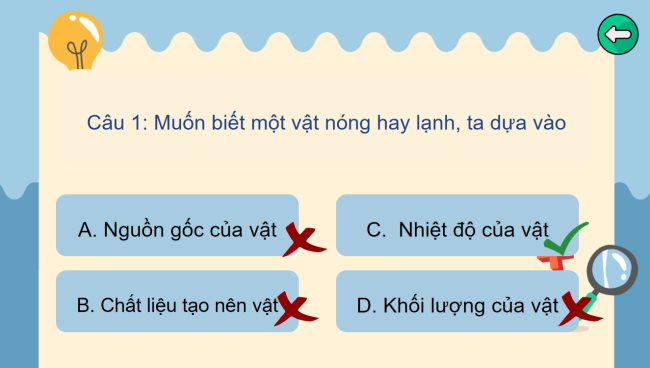 Game khởi động Khoa học 4 Bài 12