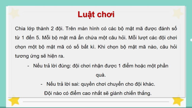 Game khởi động Khoa học 4 Bài 7