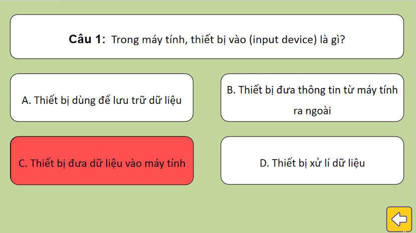 Trò chơi khởi động Tin học 7 Bài 1