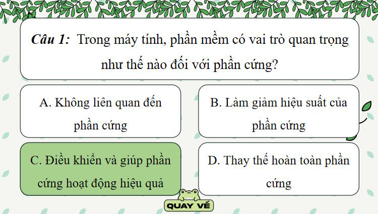 Trò chơi khởi động Tin học 7 Bài 2