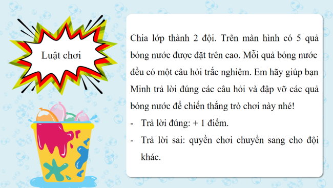 Game khởi động Khoa học 4 Bài 15