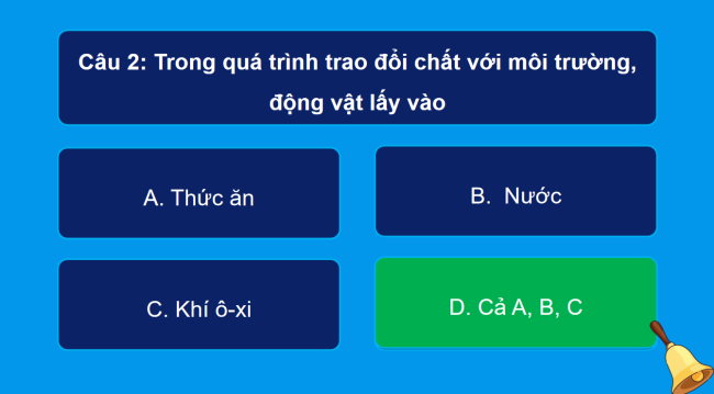 Game khởi động Khoa học 4 Bài 16