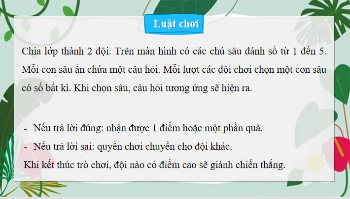 Trò chơi khởi động Công nghệ 7 Ôn tập chương 3