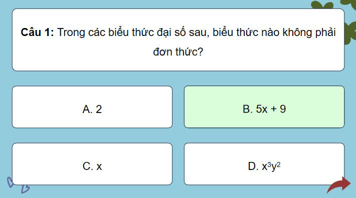 Trò chơi khởi động Toán 8 Bài 1