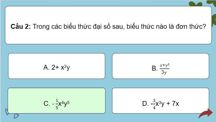 Trò chơi khởi động Toán 8 Bài 1