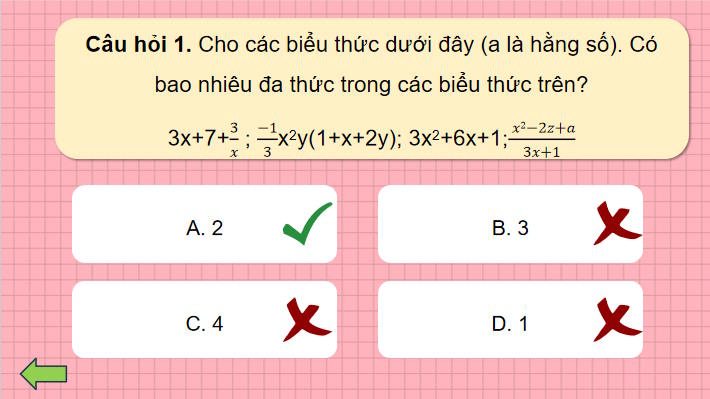 Trò chơi khởi động Toán 8 Bài 2