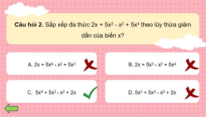 Trò chơi khởi động Toán 8 Bài 2