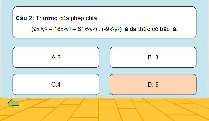 Trò chơi khởi động Toán 8 Bài 5