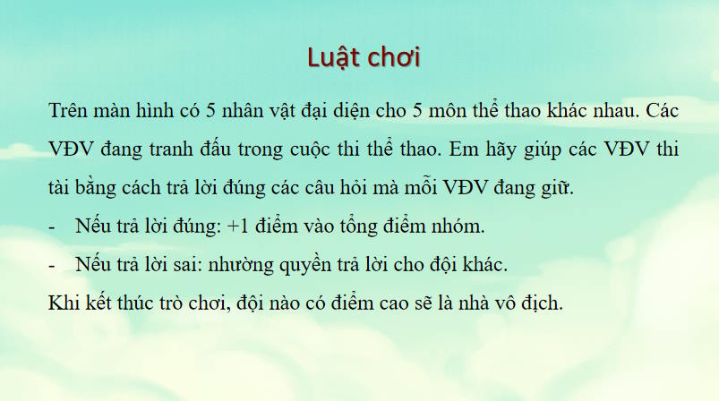 Trò chơi khởi động KHTN 7 Bài 4