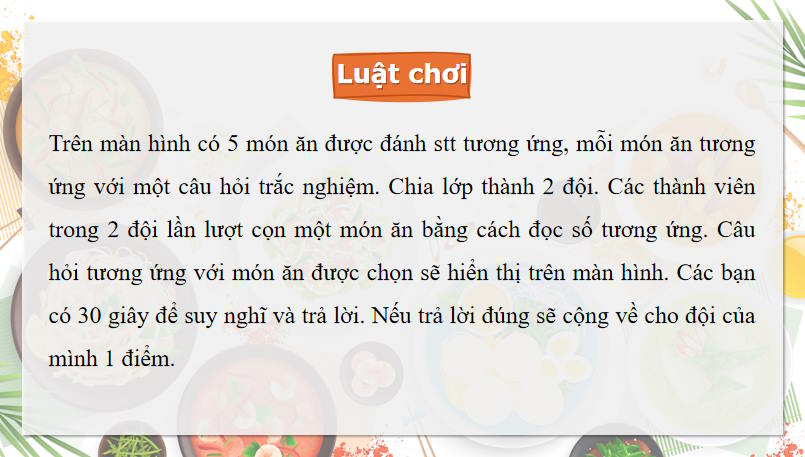 Trò chơi khởi động KHTN 7 Bài 8