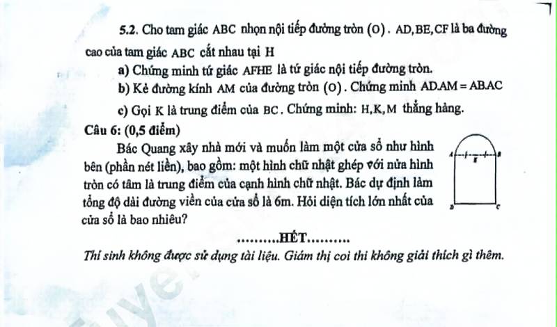 Đề thi tuyển sinh lớp 10 môn Toán Lai Châu 2026
