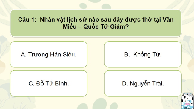 Game khởi động Lịch sử - Địa lí 4 Bài 14