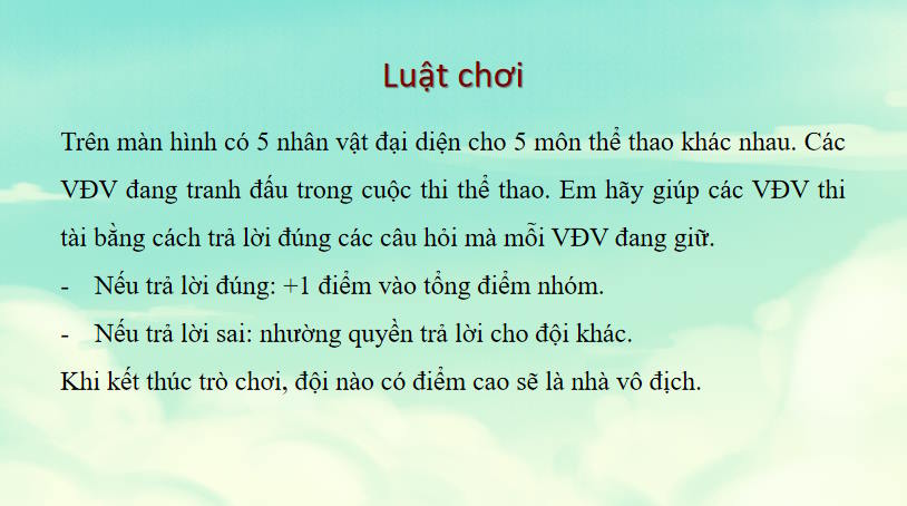 Trò chơi khởi động Tin học 9 Bài 3: