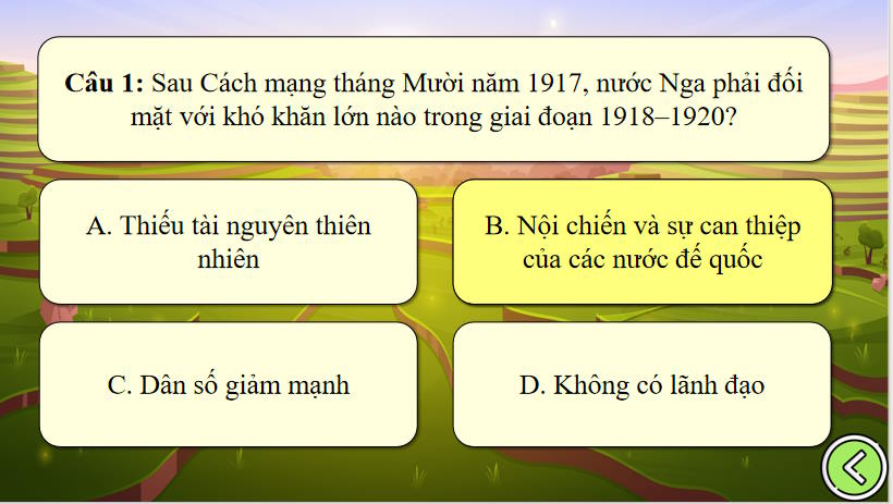 Game khởi động Lịch sử 9 Bài 1