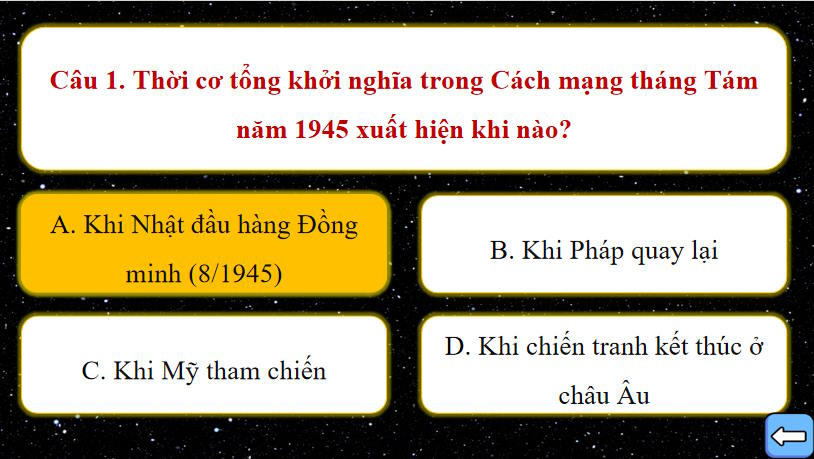 Game khởi động Lịch sử 9 Bài 8