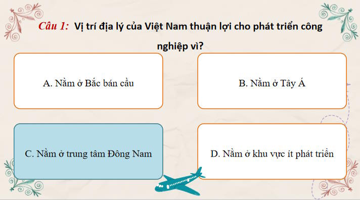 Trò chơi khởi động Địa lí 9 Bài 7