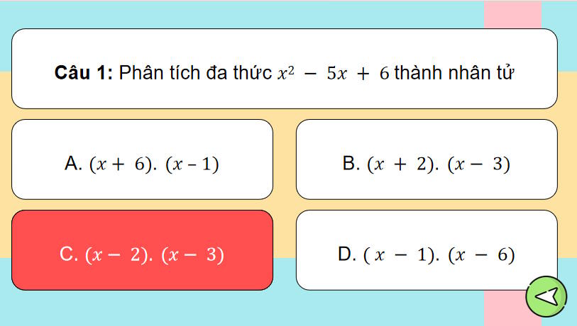Game khởi động Toán 8 Luyện tập chung trang 45