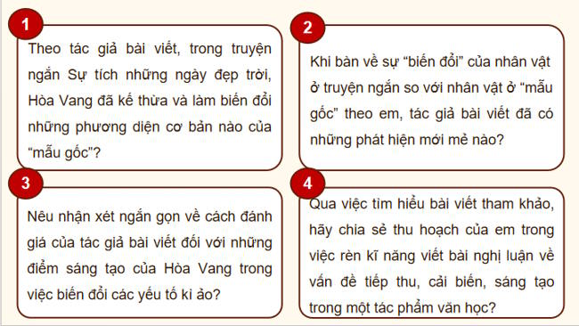 Ngữ văn 12 Bài 4: Viết bài văn nghị luận về việc vay mượn cải biến sáng tạo trong một tác phẩm văn học
