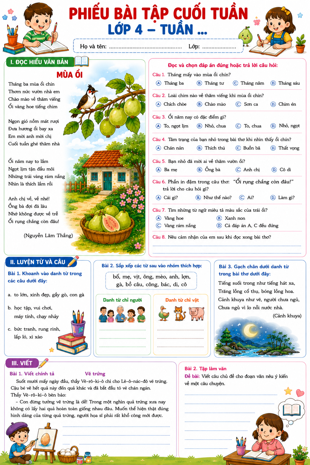 Bài tập cuối tuần môn Tiếng Việt 4 KNTT - Bộ số 1