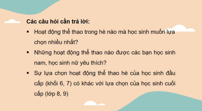 PowerPoint Toán 6 Hoạt động thể thao nào được yêu thích nhất trong hè?
