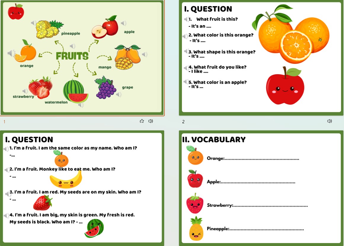 PPT Tiếng Anh theo chủ đề Fruits