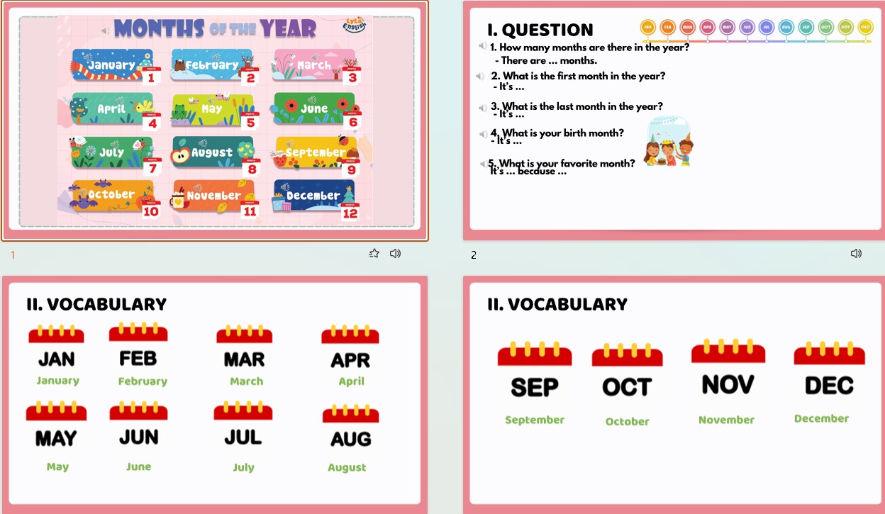 PPT Tiếng Anh theo chủ đề Months Of Year