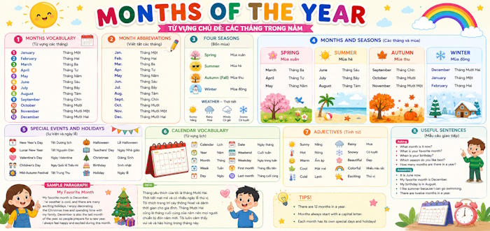 Từ vựng chủ đề Months Of Year