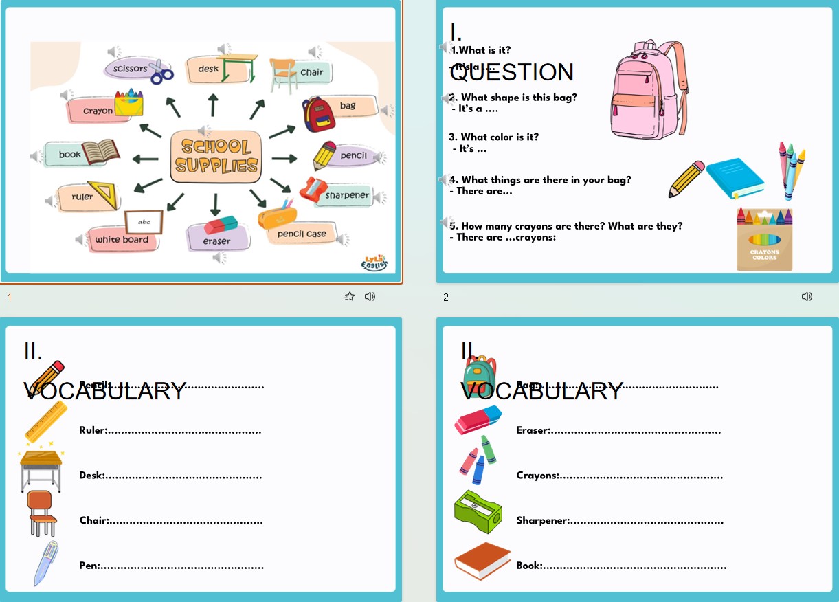 PPT Tiếng Anh theo chủ đề School Supplies