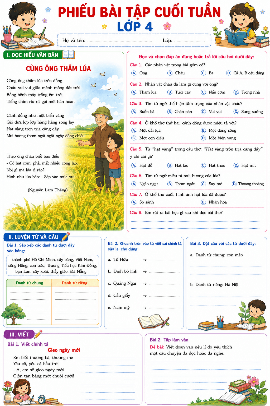 BTCT môn Tiếng Việt 4 sách KNTT Tuần 2 - Bộ 1