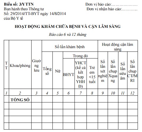 Mẫu báo cáo về tình hình hoạt động khám chữa bệnh và cận lâm sàng