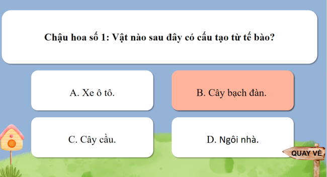 Game khởi động Khoa học tự nhiên 6 Bài 18