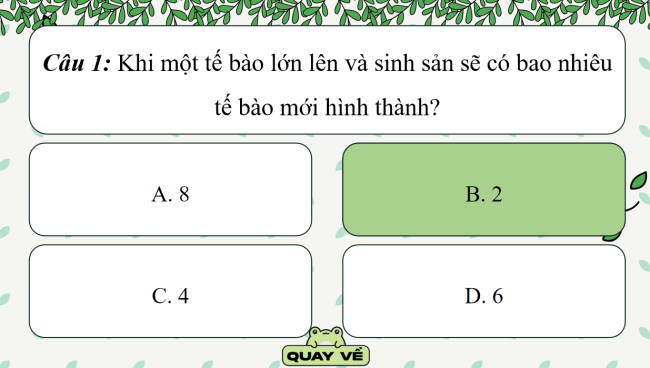 Game khởi động Khoa học tự nhiên 6 Bài 20