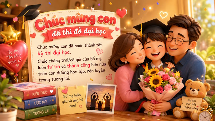 Lời chúc mừng con đã thi đỗ đại học