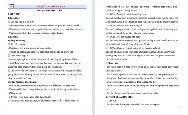 Giáo án tích hợp NLS Khoa học tự nhiên 6 Bài 23