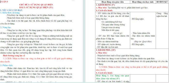 Giáo án Công nghệ 3 Bài 3: Sử dụng quạt điện tích hợp NLS