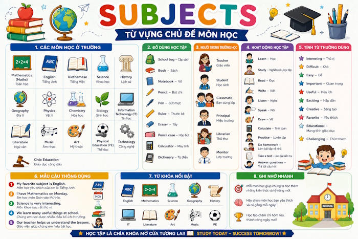 Từ vựng chủ đề Subjects