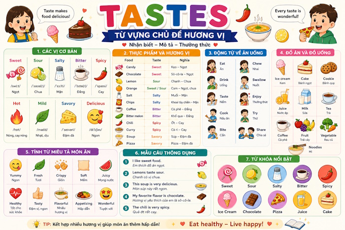 Từ vựng chủ đề Tastes