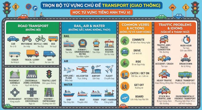 Từ vựng chủ đề Transport
