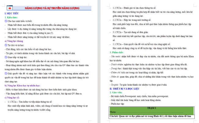 Giáo án tích hợp NLS Khoa học tự nhiên 6 Bài 46