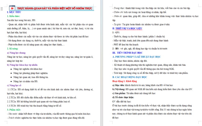 Giáo án tích hợp NLS Khoa học tự nhiên 6 Bài 35