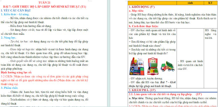 Giáo án Công nghệ 4 Bài 7: Giới thiệu bộ lắp ghép mô hình kĩ thuật tích hợp NLS