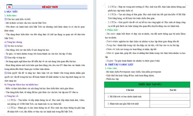Giáo án tích hợp NLS Khoa học tự nhiên 6 Bài 54