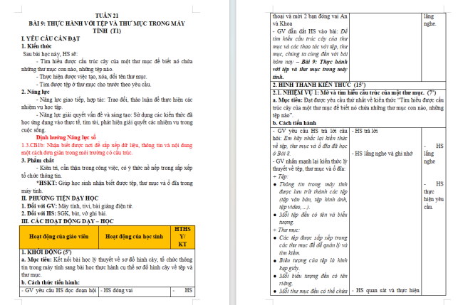 Giáo án tích hợp NLS Tin học 3 Bài 9