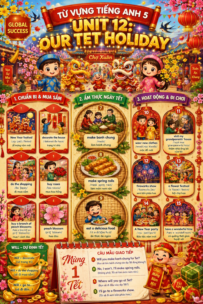 Bộ infographic từ vựng Tiếng Anh 5 theo Unit