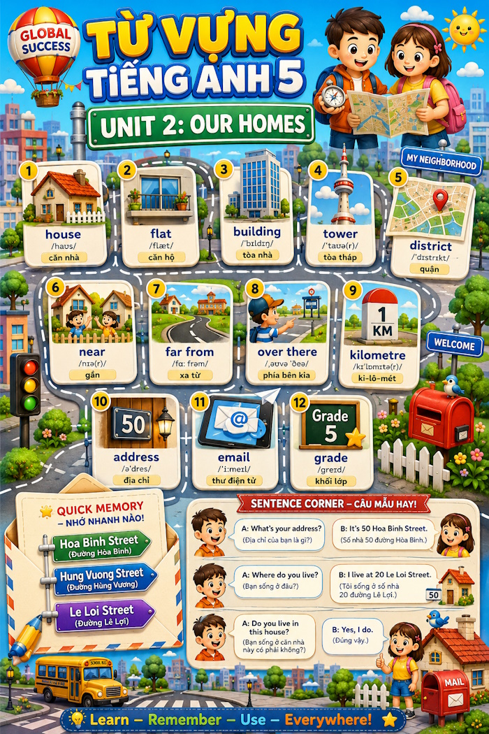 Bộ infographic từ vựng Tiếng Anh 5 theo Unit