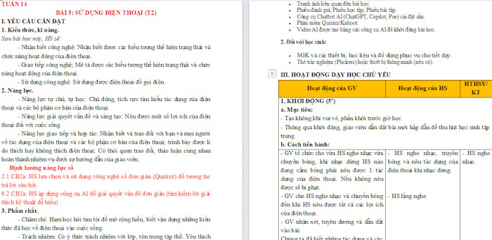 Giáo án Công nghệ 5 Bài 5: Sử dụng điện thoại tích hợp NLS