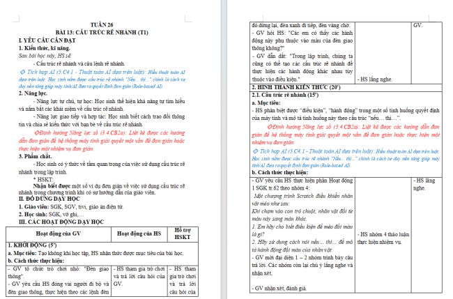 Giáo án tích hợp NLS, AI Tin học 5 Bài 13