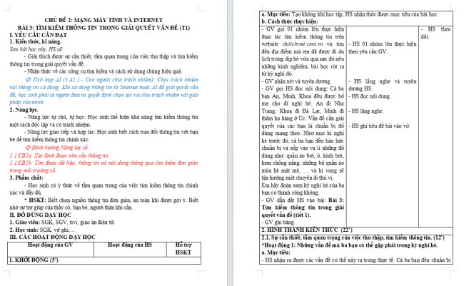 Giáo án tích hợp NLS, AI Tin học 5 Bài 3